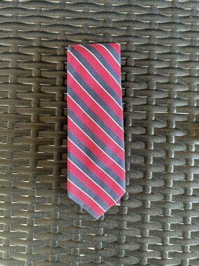 Nordstrom Red Blue White Navy Repp Stripe Cotton Silk Blend Preppy Dress Tie Men